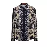 homme versace jeans chemise snow gold flower